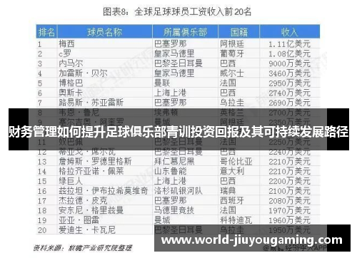 财务管理如何提升足球俱乐部青训投资回报及其可持续发展路径